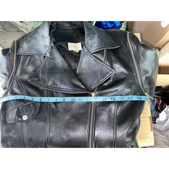 VINTAGE VAKKO LEATHER CONVERTIBLE MOTO BIKER JACKET TO VEST-ZIP OFF SLEEVES M - Picture 10 of 16
